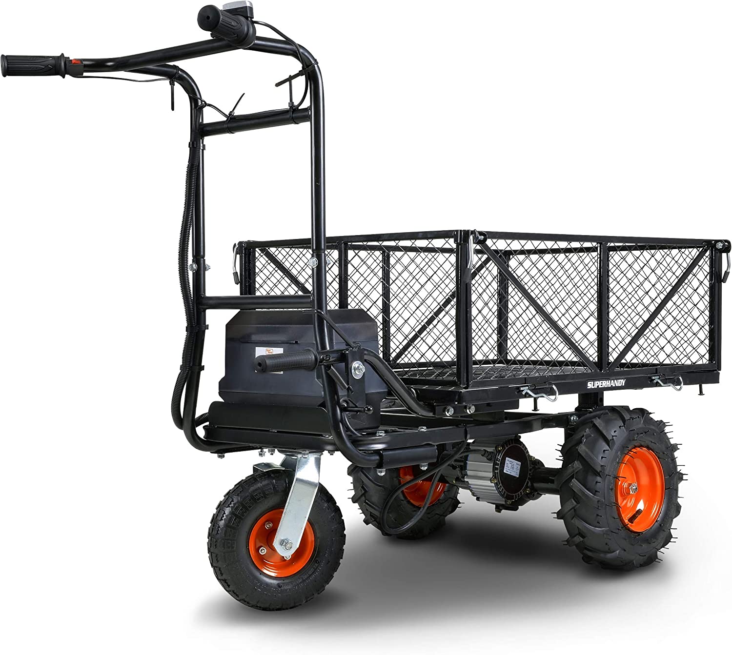 SuperHandy Mehrzweckwagen Schubkarre, elektrisch, 48 V DC, Li-Ion-betrieben, 227 kg Traglast und 453,6 kg + Zugkraft, Bauernhof und Garten, modulare Ladungsbett