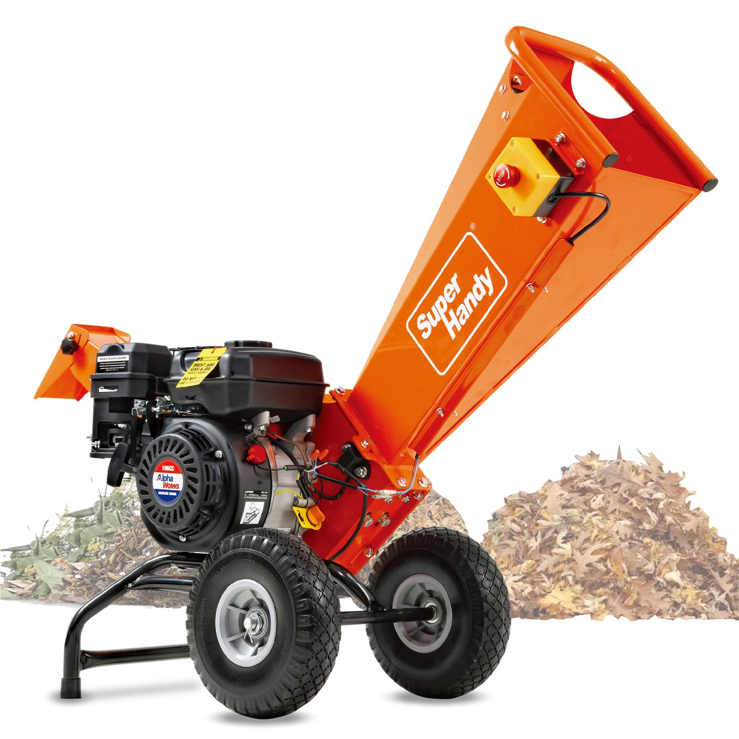 SuperHandy Holzhäcksler, Asthäcksler, Benzin häcksler 196cc Motor robust kompakt Rotorbaugruppen-Design 5cm maximale Kapazität, hilft bei der Brandverhütung und dem Bau von Brandschneisen