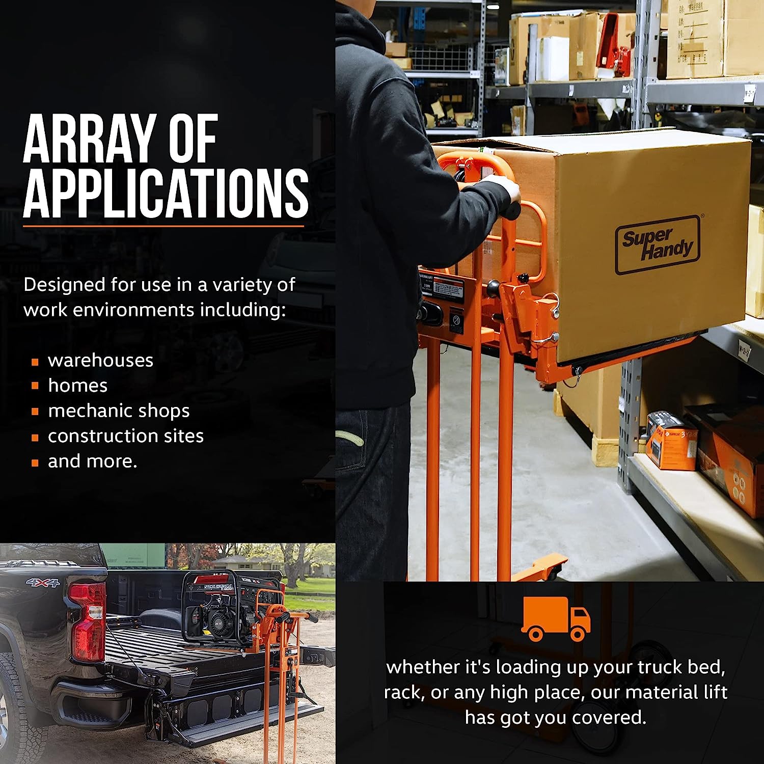 SuperHandy Material Lift Stacker/Compact Pallet Truck 330Lb 40" Max Lift w/ 8" Pneumatic Wheels, Swivel Castors