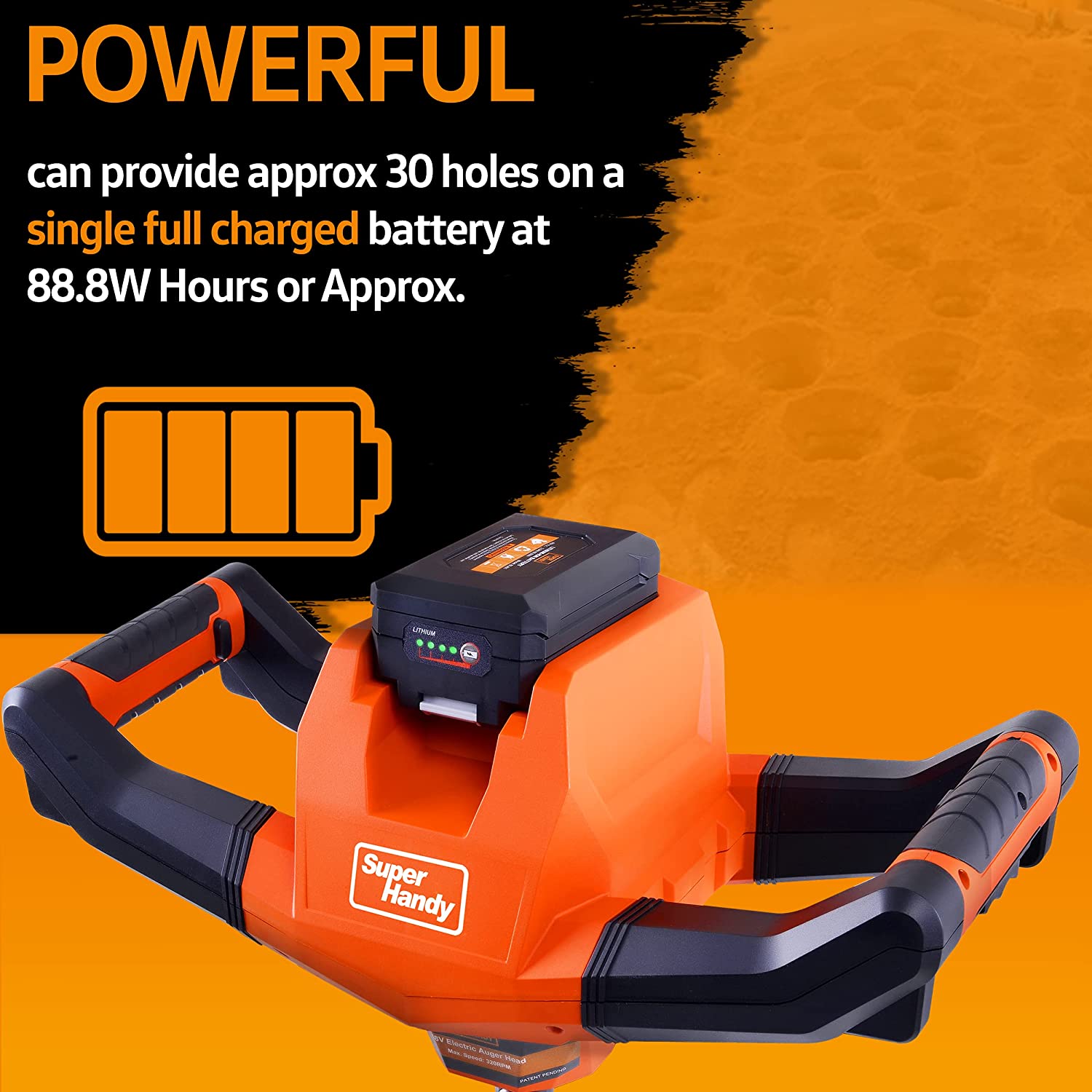 SuperHandy Earth Auger Power Head w/Steel 6"x30"- Great Circle UK