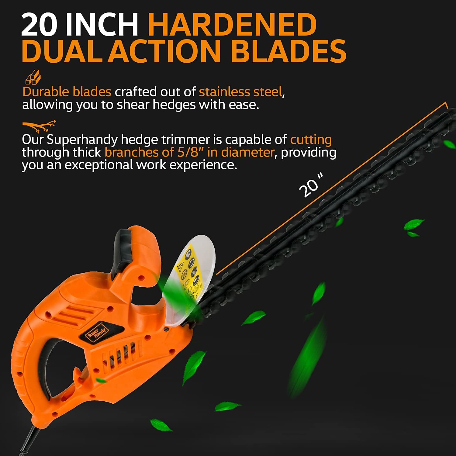 SuperHandy Hedge Trimmer 610mm 600W Corded 230V Lightweight Lawn and Garden Landscaping - Great Circle UK