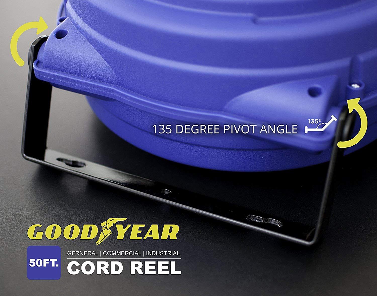 Goodyear 27527153G Enclosed Retractable Air Compressor/Water Hose Reel with 3/8 in. x 50 ft. Hybrid Polymer Hose, Max. 300PSI - Great Circle UK