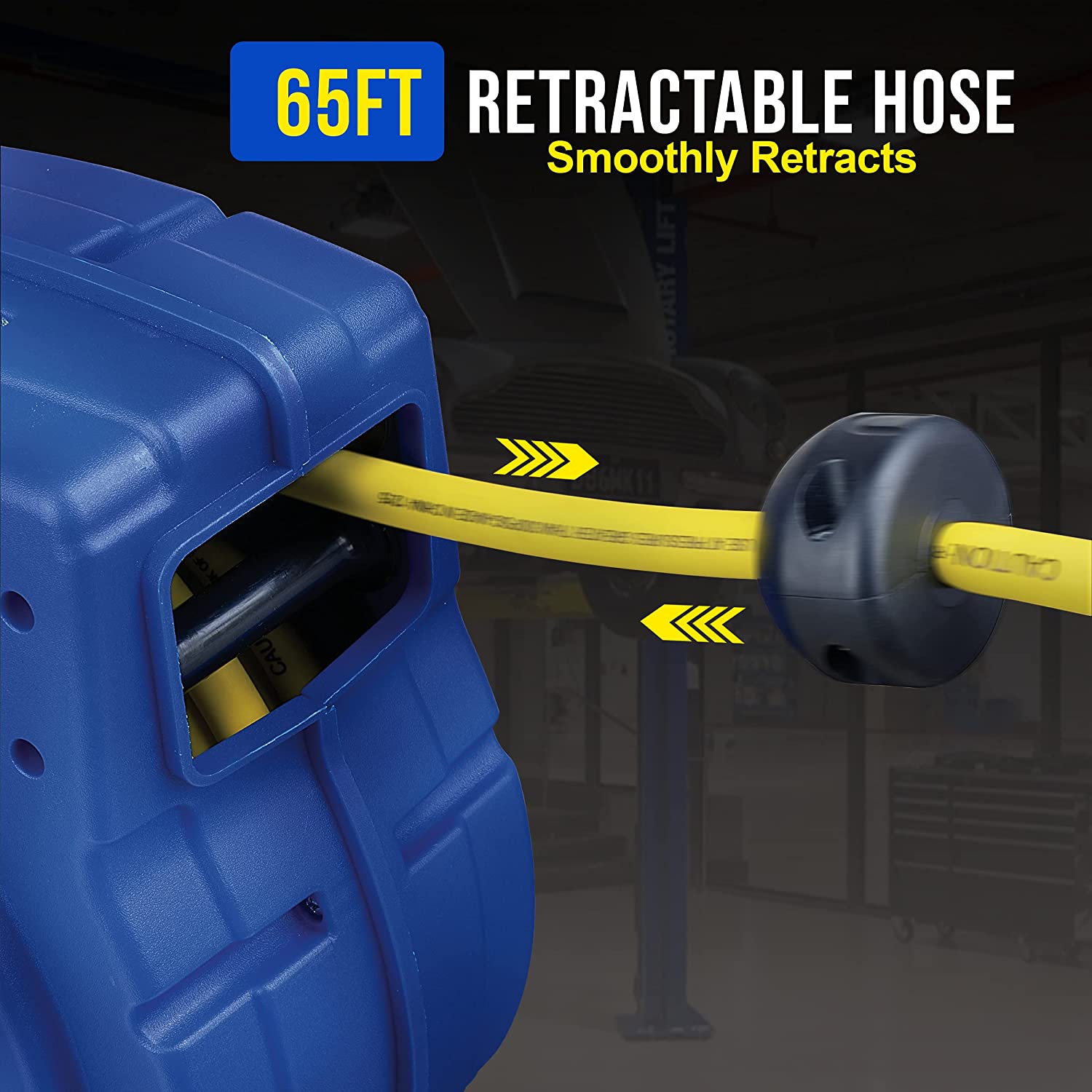 Goodyear Air Hose Reel Retractable 9.5mm x 20m Hybrid Polymer Hose Max 20BAR Commercial Polypropylene Construction w/Lead-in Hose and PVC Handle