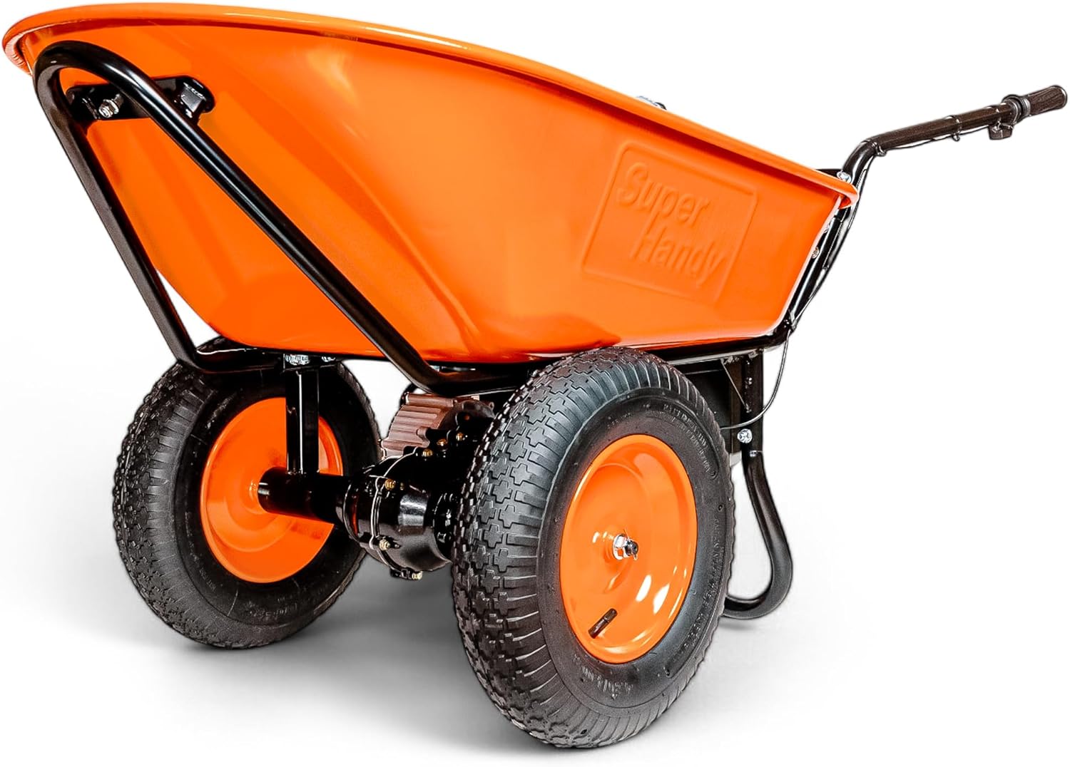 SuperHandy Electric Wheelbarrow – 48V 2Ah Li-Ion Battery, 330 lbs (150 kg) Capacity, 4 Cu.Ft. Steel Powder Coated Tub, Material & Debris Hauler Utility Cart