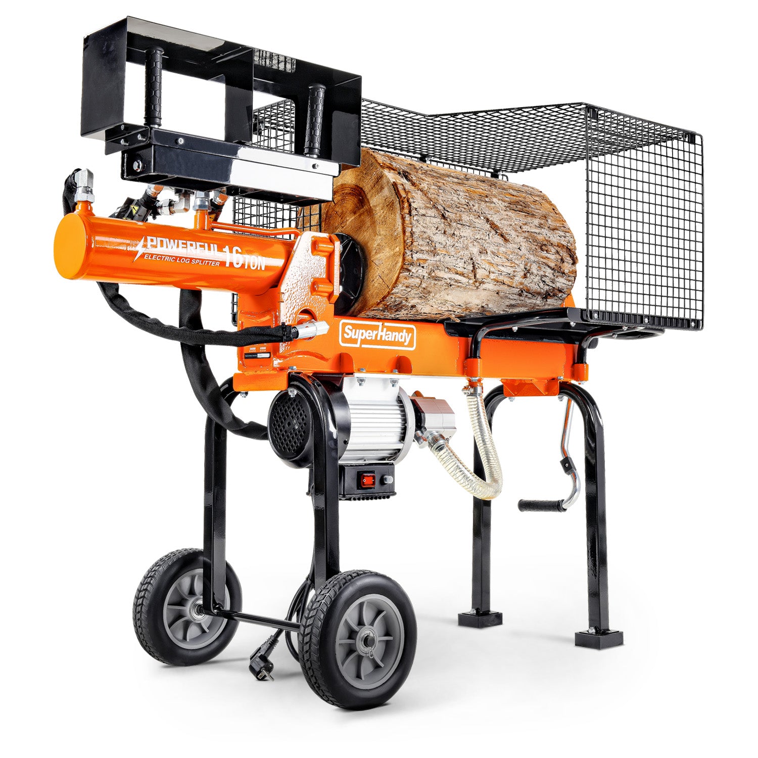 SuperHandy Elektrische Holzspalter Portable 16Ton 500mm Log Länge 2-Stufen 10GPM Hydraulische Zahnradpumpe 1500Watt Motor Horizontal Full Beam Steel Wedge Brennholz Spaltung Forstwirtschaft Ernte