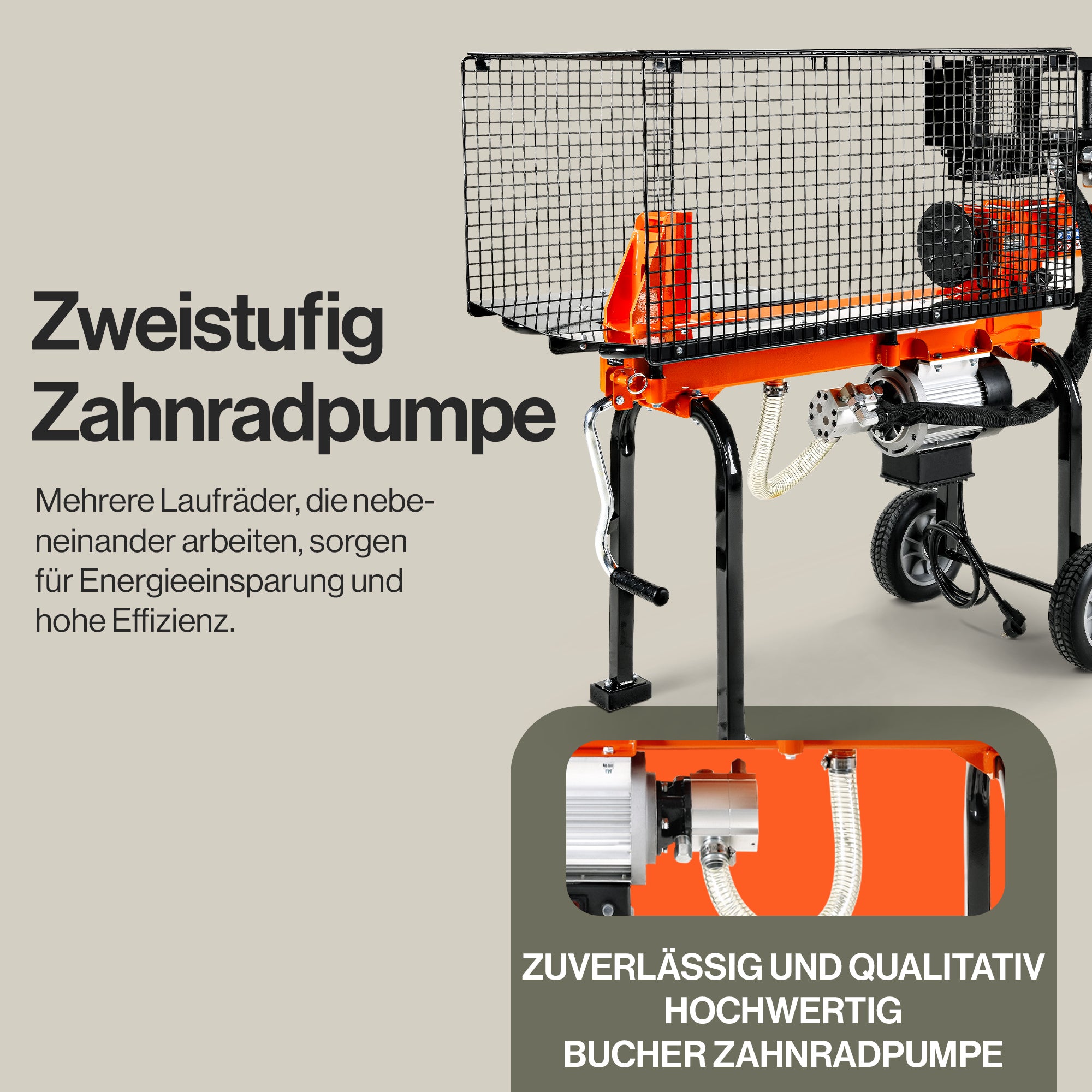 SuperHandy Elektrische Holzspalter Portable 16Ton 500mm Log Länge 2-Stufen 10GPM Hydraulische Zahnradpumpe 1500Watt Motor Horizontal Full Beam Steel Wedge Brennholz Spaltung Forstwirtschaft Ernte