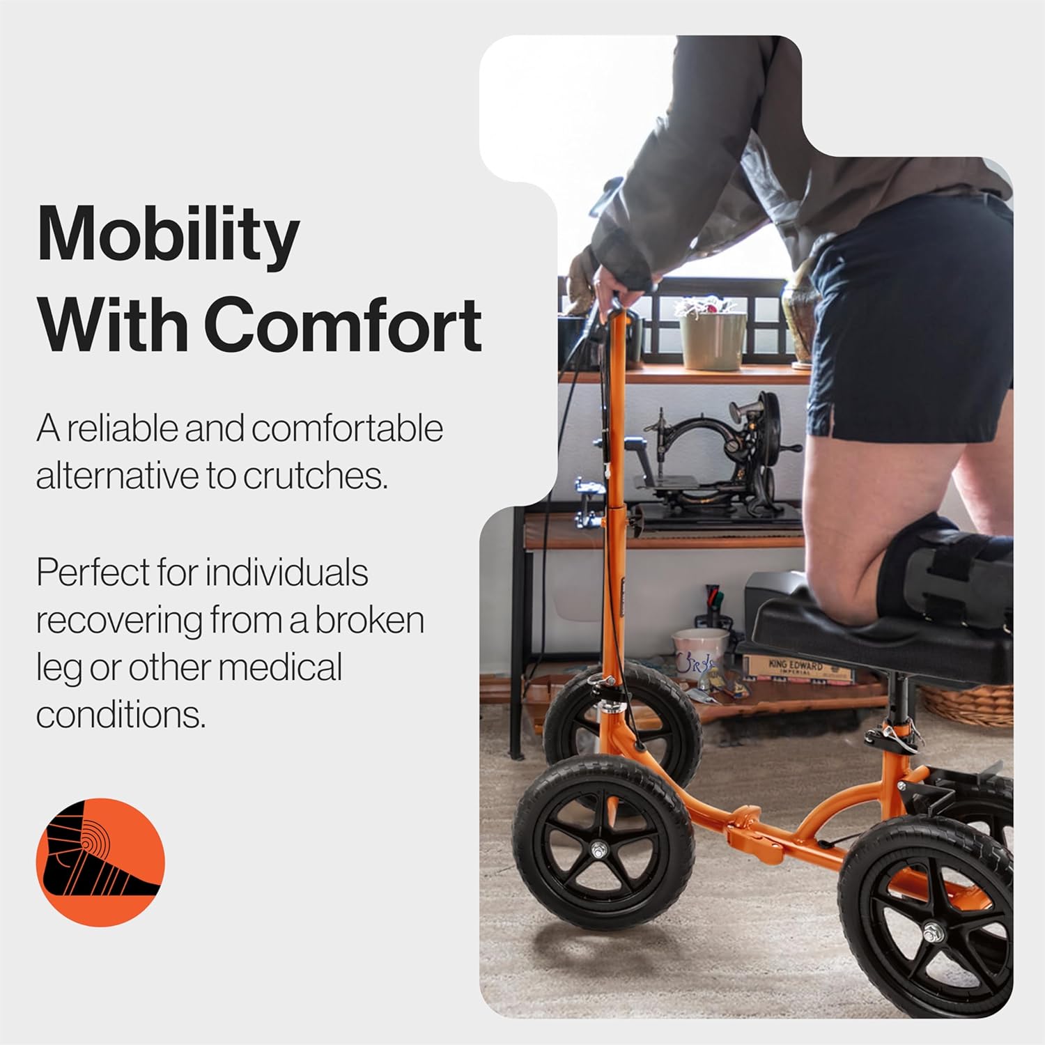 Assistive Device-SuperHandy Folding Knee Walker/Scooter/Floor Lift-Sample Only_NOT FOR PURCHASE