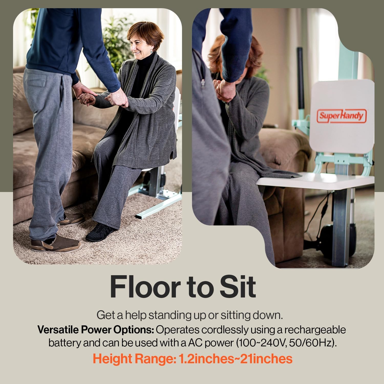 SuperHandy Electric Floor to Chair Lift for Seniors and People with Disabilities - up to 400 Lbs Weight Cap, Seating Transfer Assistance, Magnetic Remote Controller