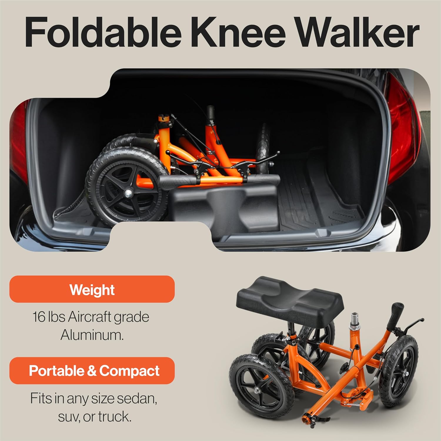 Assistive Device-SuperHandy Folding Knee Walker/Scooter/Floor Lift-Sample Only_NOT FOR PURCHASE