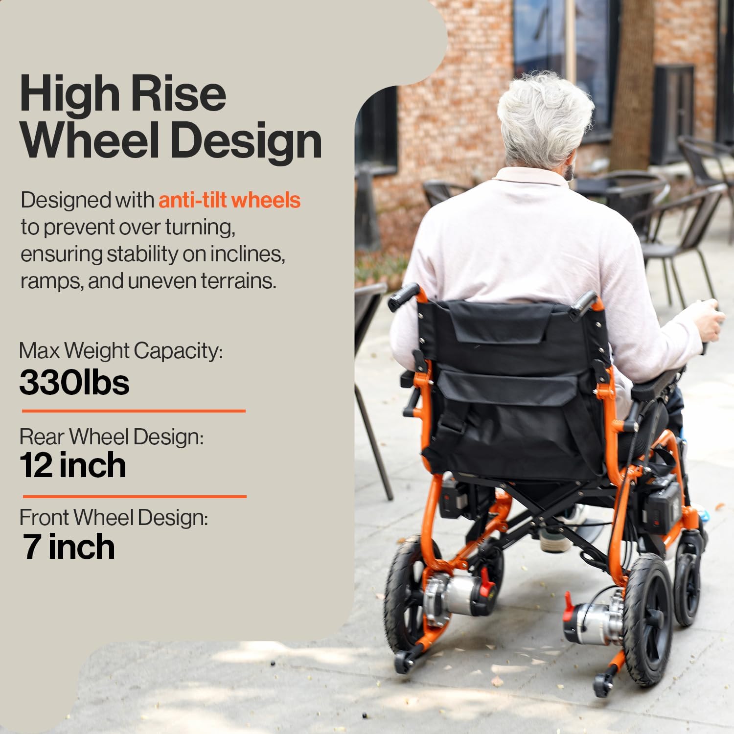 SuperHandy Electric Wheelchair - Lightweight & Foldable, Dual Brushless Motors, Zero Turn, Electromagnetic Brake, Portable Design for Enhanced Mobility (330lbs)