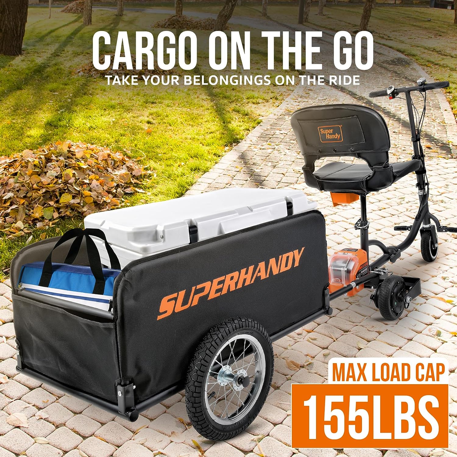 SuperHandy Collapsible Wagon, Towable, 180 lbs Capacity, All-Terrain Tires