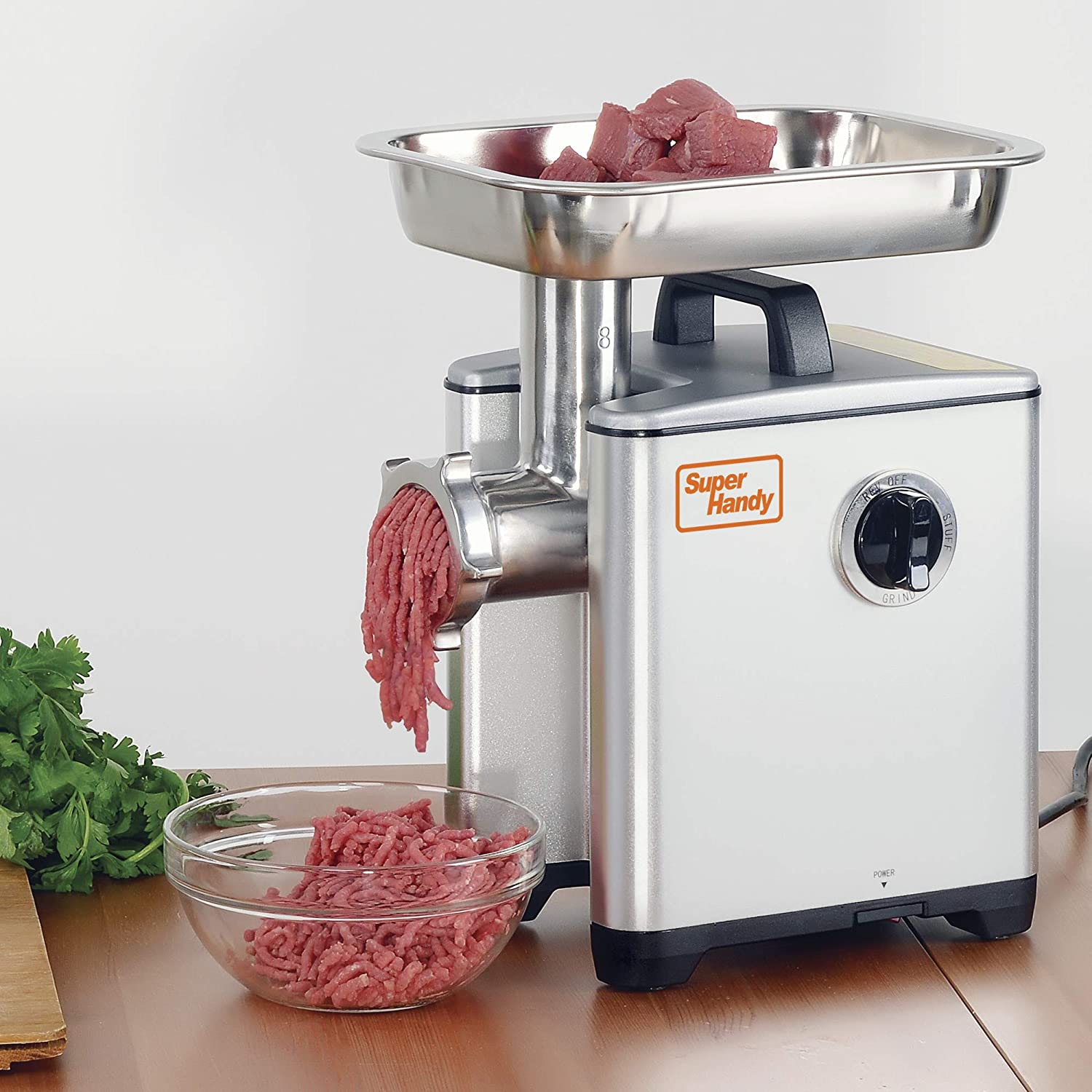 SuperHandy Meat Grinder HEAVY DUTY & EFFICIENT - Our grinder is crafted with long-lasting metal gears, Aluminum Housing stainless steel - Great Circle UK