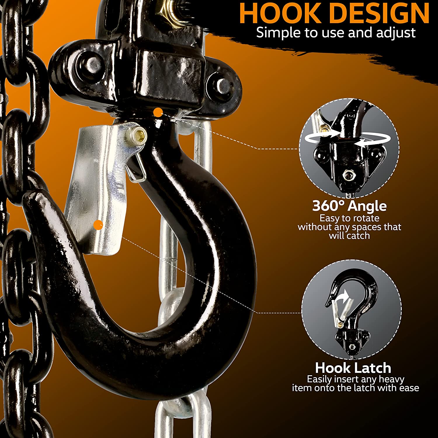  SuperHandy Manual Chain Block Hoist Come Along 1 TON 2200LBS Capacity - Hoist has an Aluminum Alloy Hand Wheel for lifting or dragging at a MAX Lift of 10FT, Head Room of 12" & Load Chain Diameter of 6mm at a MAX weight capacity of 1 TON 2200LBS (1000Kg) - Great Circle UK