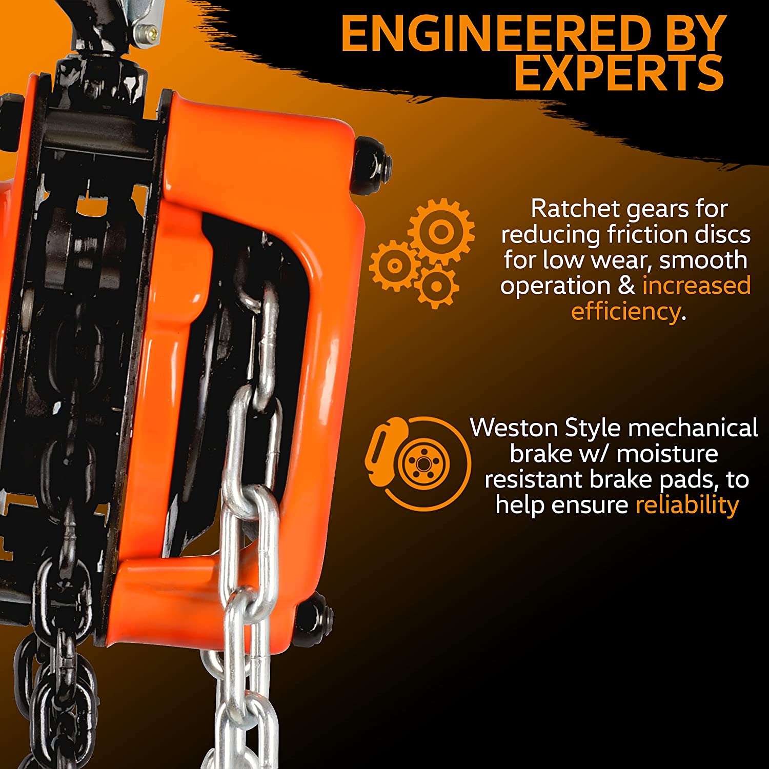  SuperHandy Manual Chain Block Hoist Come Along 1 TON 2200LBS Capacity - Hoist has an Aluminum Alloy Hand Wheel for lifting or dragging at a MAX Lift of 10FT, Head Room of 12" & Load Chain Diameter of 6mm at a MAX weight capacity of 1 TON 2200LBS (1000Kg) - Great Circle UK