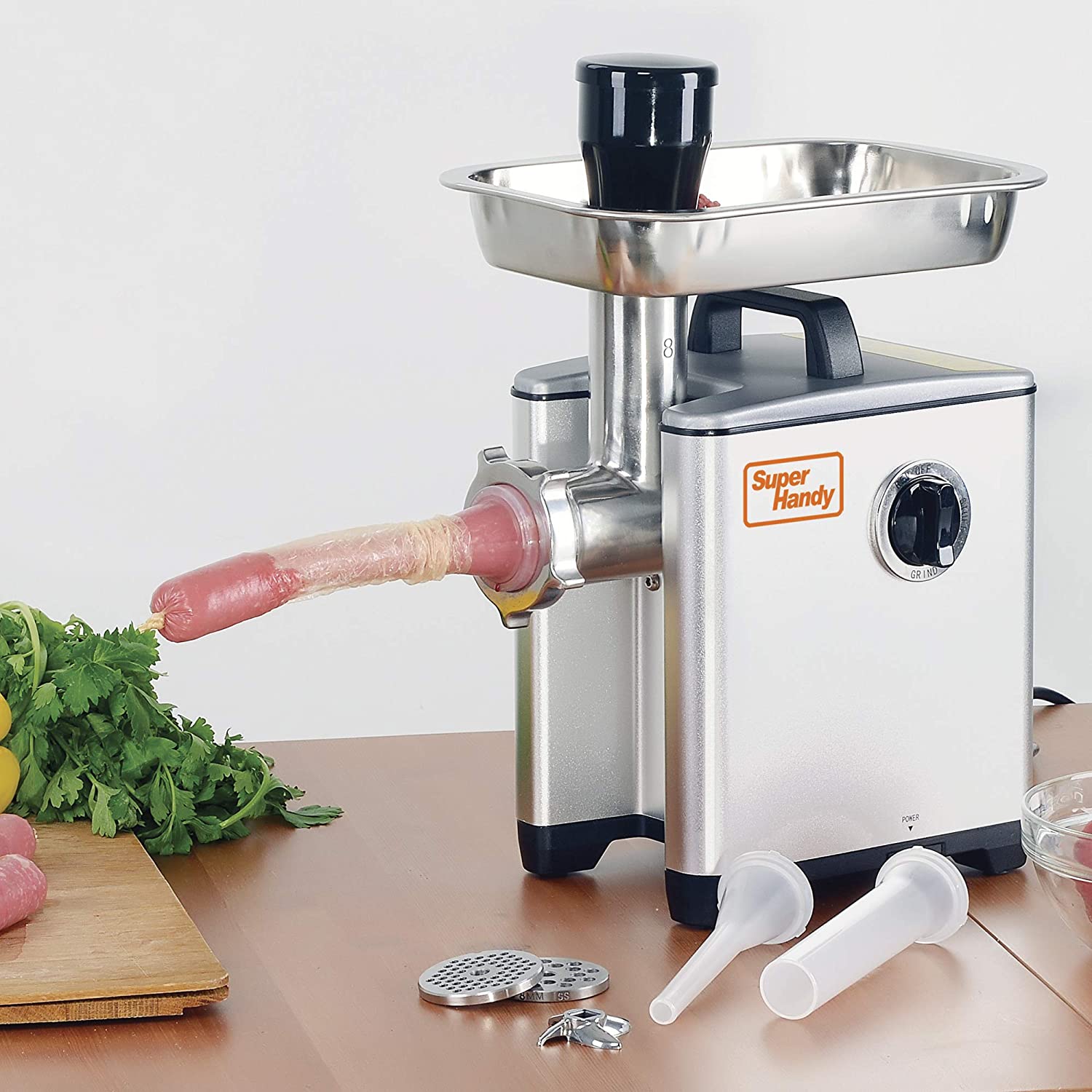 SuperHandy Meat Grinder HEAVY DUTY & EFFICIENT - Our grinder is crafted with long-lasting metal gears, Aluminum Housing stainless steel - Great Circle UK