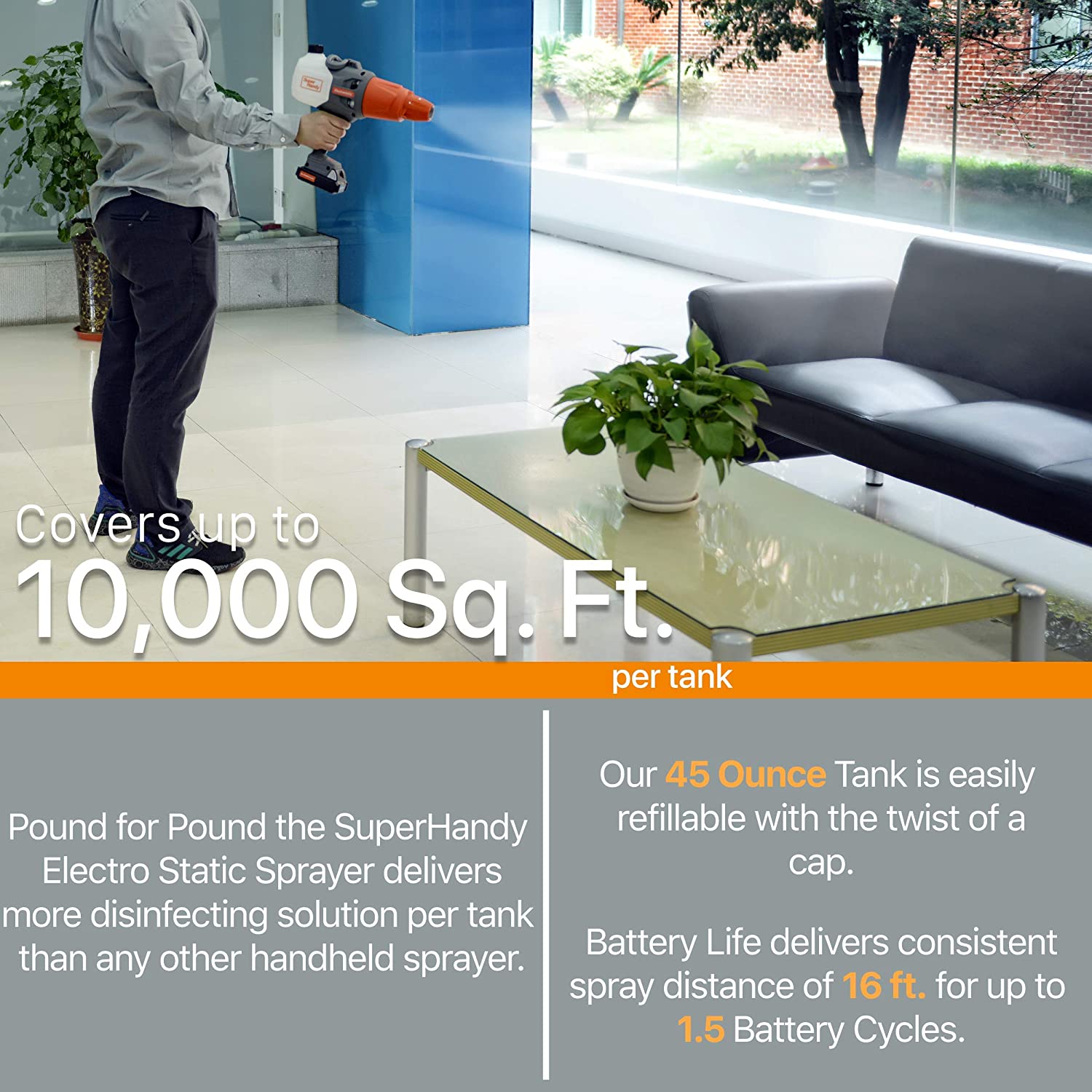 SuperHandy Cordless Electrostatic Disinfectant Sprayer+ULV Fogger Machine - Great Circle UK